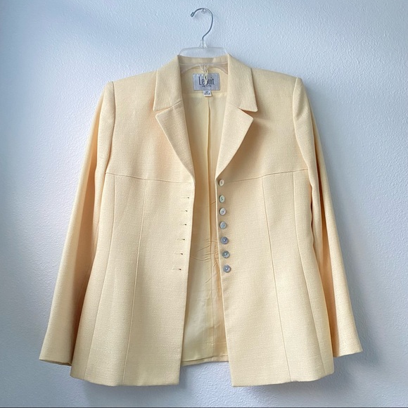 Le Suit Petite Yellow Blazer Jacket - Picture 4 of 11